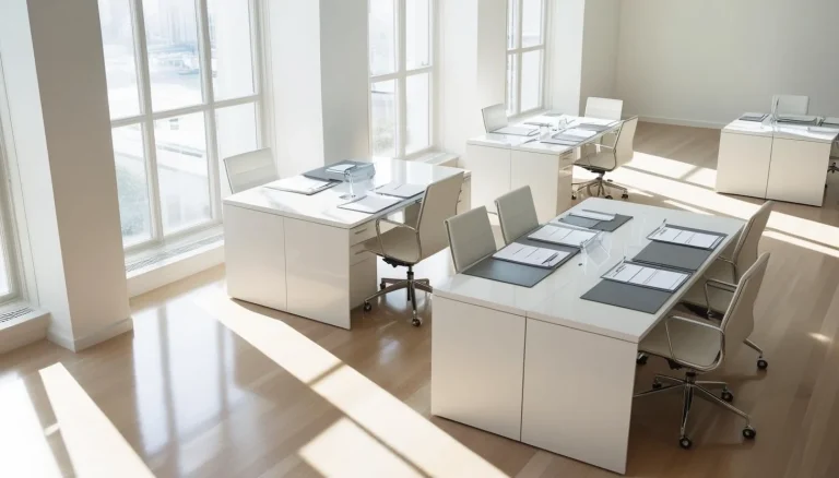 alt="Nettoyage de bureaux professionnels à Strasbourg – espace propre et organisé couleurs claires"